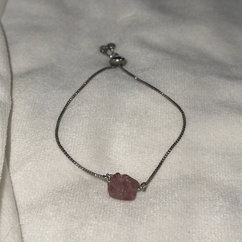New Women’s RAW PINK TOURMALINE Slider Bracelet🧿